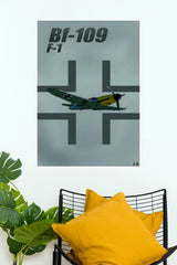 Messerschmitt Bf 109 F-1 Vintage Fighter Aircraft Wall Poster (Fighter Plane poster)