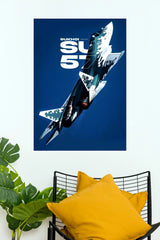 Su-57 Vertical Ascent Stealth Fighter Jet Wall Poster (Fighter Plane poster)