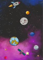 Cosmic Voyage Planets and Rocket Space Wall Poster (Astronauts sky walker poster)