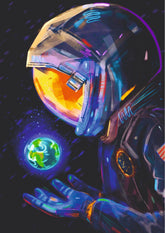 Cosmic Guardian Astronaut and Earth Wall Poster (Astronauts sky walker poster)