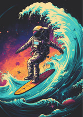 Cosmic Wave Astronaut Surfer Wall Poster (Astronauts sky walker poster)