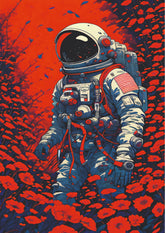 Infinity in Hand Astronaut Red Poppy Wall Poster (Astronauts sky walker poster)