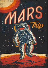 Mars Trip Retro Astronaut Space Wall Poster (Astronauts sky walker poster)