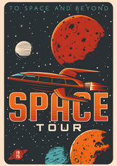 Space Tour 1975 Retro Rocket Wall Poster (Astronauts sky walker poster)