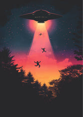 The Cosmic Bond UFO Abduction Wall Poster (Astronauts sky walker poster)