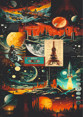 The Floating Hope Retro Cosmic Collage Wall Poster (Astronauts sky walker poster)