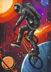Tiny Planet, Giant Dream Cosmic BMX Astronaut Wall Poster (Astronauts sky walker poster)