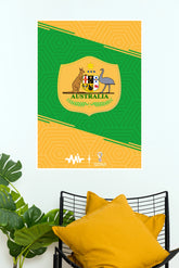 Australia Green and Gold Football Crest Wall Poster (Football poster)