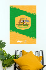 Australia Green and Gold Football Crest Wall Poster (Football poster)