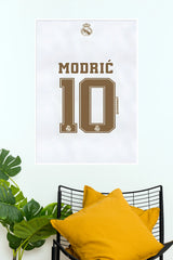 Modrić Number 10 White and Gold Football Jersey Wall Poster (Football poster)