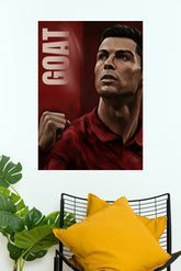 GOAT Ronaldo Red Football Legend Portrait Wall Poster (Football poster)