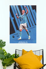 Sky Blue Number 9 Matchday Football Star Wall Poster (Football poster)