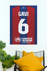 Gavi Number 6 Red and Navy Football Jersey Wall Poster (Football poster)