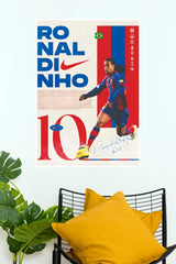 Brazilian Number 10 Football Legend Retro Wall Poster (Football poster)