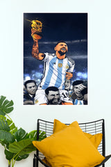 Lionel Messi World Champion Trophy Celebration Wall Poster (Football poster)