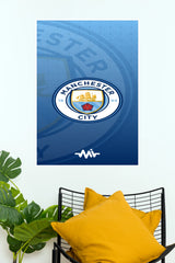 Manchester City Blue Football Club Logo Wall Poster (Football poster)