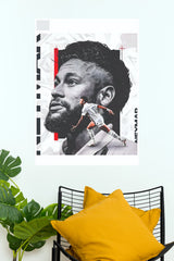 Brazilian Number 10 Monochrome Football Star Wall Poster (Football poster)