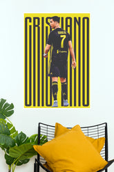 Cristiano Number 7 Black and Yellow Football Star Wall Poster (Football poster)