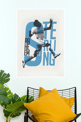 Number 7 English Football Star Jump Action Wall Poster (Football poster)