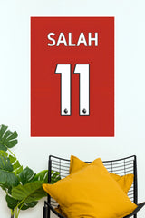 Mohamed Salah Number 11 Red Football Jersey Wall Poster (Football poster)