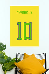 Brazil Number 10 Minimalist Yellow Football Jersey Wall Poster (Football Poster )