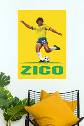 Zico Brazil Legend Number 10 Football Action Wall Poster (Football Poster )