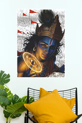 Divine Strategist Lord Krishna Sudarshan Chakra Wall Poster (God Poster )
