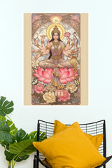 Maa Lakshmi Divine Lotus – Prosperity & Abundance Spiritual Wall Poster (God Poster )