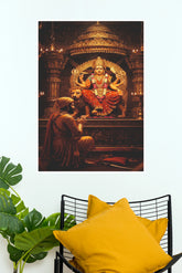 Maa Durga Sherawali Mata Wall Poster | Goddess Durga Devotional Temple Art Print (God Poster)