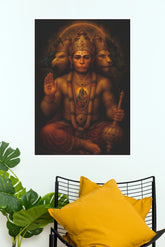 Panchmukhi Hanuman Divine Power Poster | Hindu God Wall Art (God Poster)