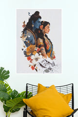 Shiv Parvati Divine Love Paper Poster | Mahadev & Parvati Spiritual Wall Art (God Poster