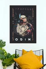 Norse God Odin Ravens and Runes Mythological Paper Poster ( Game Posters)