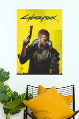 Cyberpunk 2077 V Yellow Background Paper Poster ( Game Posters)