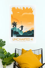 Uncharted 4: A Thief's End Minimalist Silhouette Poster - Minimal Art Wall Print (Game Posters)