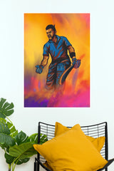 Aggressive Virat Kohli Roar Vector Art Poster (Cricket Poster)