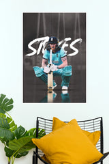England Cricket Batsman Wall Poster – Premium Cricket Room Decor(Cricket Poster)