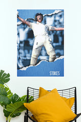 Ben Stokes England Cricket Wall Poster – Premium Sports Room Decor(Cricket Poster)