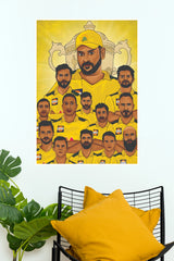 Chennai Super Kings IPL Champions Team Art Poster (Cricket Poster)