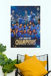 2011 World Cup Champions Cricket Poster – Indian Cricket Team Wall Art(Cricket Poster)