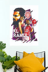 KL Rahul Kings XI Punjab IPL Graphic Paper Poster (Cricket Poster)