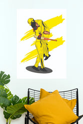 MS Dhoni & Ravindra Jadeja IPL Victory Lift Art Poster (Cricket Poster)