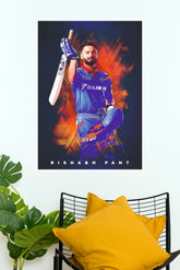 Rishabh Pant Delhi Capitals Bat Raised Celebration Poster (Cricket Poster)