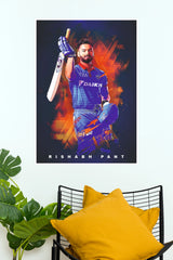 Rishabh Pant Delhi Capitals Bat Raised Celebration Poster (Cricket Poster)