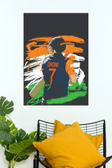 MS Dhoni Number 7 Tricolor Indian Flag Art Poster ( Cricket Posters)