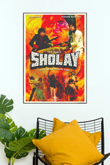 Sholay 1975 Movie Poster | Amitabh Bachchan & Dharmendra Bollywood Wall Art (Bollywood Poster)