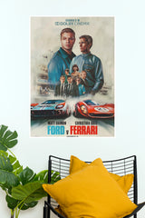 Ford v Ferrari Movie Poster – Matt Damon & Christian Bale Racing Wall Art (Hollywood Poster)