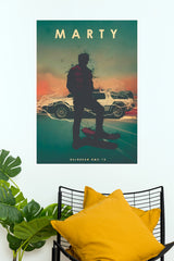 Marty McFly Delorean DMC-12 Poster – Back to the Future Inspired Wall Art (Hollywood Poster)