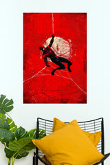 Spider-Man Web-Swinging Red Abstract Graphic Paper Poster (Hollywood Poster)