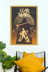 Star Wars Retro Minimalist Art Paper Poster (Hollywood Poster)