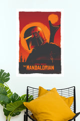 Star Wars: The Mandalorian Sunset Silhouette Graphic Paper Poster (Hollywood Poster)